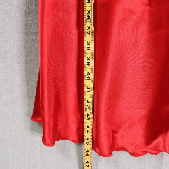 Y2K Bebe Red Satin Slip Midi Dress XS Cowl Neck Spaghetti Straps Made in USA - Picture 12 of 12